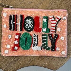 Beaded Holiday Coin Purse Flower Coin Purse Accessories Travel Pouch NEW